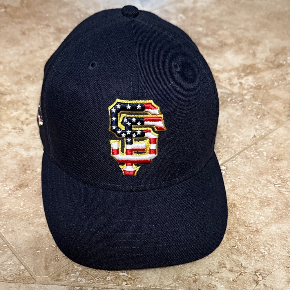 Navy Cap with Flag and Sports Emblem